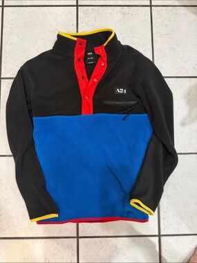 A24 Party Fleece Colorblock Fleece Zip Pullover - Black/Blue/Red as is Small